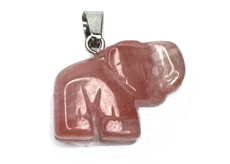 Křišťál růžový Slon přívěsek přírodní kámen, ručně broušená figurka 1,8 x 2,5 x 8 mm, kámen kamenů