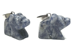 Sodalit Medvěd přívěsek přírodní kámen, ručně broušená figurka 1,8 x 2,5 x 8 mm, kámen komunikace