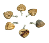 Jaspis obrázkový Srdce přívěsek přírodní kámen 15 mm, kámen pozitivní energie