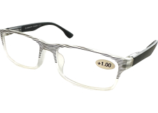 Berkeley Čtecí dioptrické brýle +1,0 plast průhledné, černé proužky 1 kus MC2248