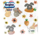 Regina Papírové ubrousky 1 vrstvé 33 x 33 cm 20 kusů Velikonoční Zajíčci a kytičky