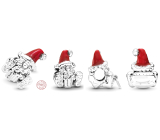 Sterlingové stříbro 925 Santa s červenou čepicí, korálek na náramek Vánoce