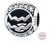 Charm Sterlingové stříbro 925 znamení zvěrokruhu Vodnář + zirkony, korálek na náramek