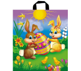 Press Igelitová taška s uchem 44 x 50 cm Velikonoční Zajíčci s vajíčkem