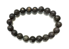 Opál černý náramek elastický přírodní kámen, kulička 9 - 9,8 mm / 16 - 17 cm, kámen štěstí