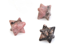 Rhodonit Merkaba hmatka z přírodního kamene 13 mm, velký léčitel srdcí