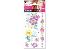 Tetovací obtisky s glitry Květiny 10,5 x 6 cm