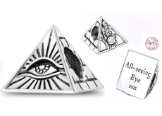 Charm Sterlingové stříbro 925 Egypt Vševidoucí oko pyramidy, korálek na náramek cestování