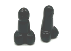 Chalcedon černý Penis pro štěstí, přírodní kámen na postavení cca 3 cm