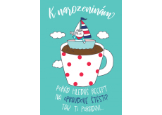 Albi Hrací přání do obálky K narozeninám Kočka s kávou 14,8 x 21 cm