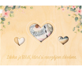 Albi Svatební dřevěná kapsa na peníze Srdce 21,9 cm x 15,9 cm x 1 cm