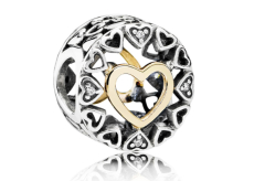 Charm Sterlingové stříbro 925 Milující kruh srdce láska, korálek na náramek