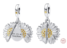 Charm Sterlingové stříbro 925 Rozkvetlá slunečnice s nápisem - Jsi moje sluníčko, otevíratelný přívěsek na náramek láska