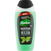 Radox Men Osvěžení Mentol a čajovník 3v1 sprchový gel na tělo, tvář a šampon pro muže 400 ml