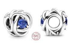 Charm Sterlingové stříbro 925 Nekonečný kruh věčnosti září modrý, korálek na náramek