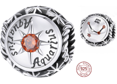 Charm Sterlingové stříbro 925 Znamení zvěrokruhu, kubické zirkonie Vodnář, korálek na náramek