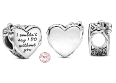 Charm Sterlingové stříbro 925 Srdce s mašličkou zamilovaný, korálek na náramek láska