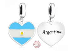 Charm Sterlingové stříbro 925 Argentina vlajka - srdce, přívěsek na náramek cestování
