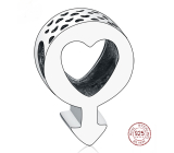 Charm Sterlingové stříbro 925 Mužský symbol, srdce, korálek na náramek symbol