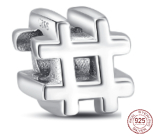 Charm Sterlingové stříbro 925 Hashtag, korálek na náramek symbol