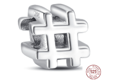 Charm Sterlingové stříbro 925 Hashtag, korálek na náramek symbol