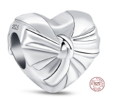 Charm Sterlingové stříbro 925 Srdce s oslnivou mašlí, korálek na náramek láska