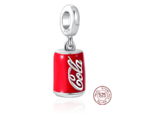 Charm Sterlingové stříbro 925 Coca Cola v plechu, přívěsek na náramek, jídlo a pití