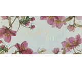 Albi Přání do obálky - obálka na peníze, Všechno nejlepší! růžové květy 9 x 19 cm
