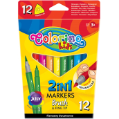 Colorino 2v1 Fixy oboustranné štětcový a tenký hrot 12 barev