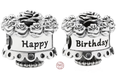 Charm Sterlingové stříbro 925 Veselé narozeniny, korálek na náramek narozeniny
