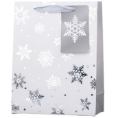 Emocio Dárková papírová taška 18 x 23 cm Vánoční stříbrná vločka