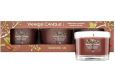 Yankee Candle Praline & Birch - Pralinka a bříza vonná svíčka votivní ve skle 3 x 37 g, dárková sada