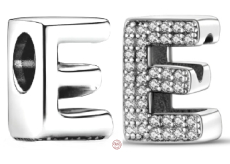 Charm Sterlingové stříbro 925 Abecední písmeno E, korálek na náramek
