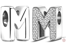 Charm Sterlingové stříbro 925 Abecední písmeno M, korálek na náramek