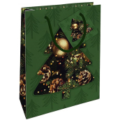 Nekupto Dárková papírová taška 14 x 11 x 6,5 cm Vánoční stromeček zelená
