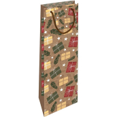 Nekupto Dárková papírová taška na láhev 33 x 10 x 9 cm Vánoční dárečky
