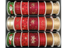 Nekupto Stuha látková vánoční Zlaté nitky 25 mm x 2,5 m