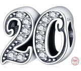 Charm Sterlingové stříbro 925, 20 výročí, korálek na náramek