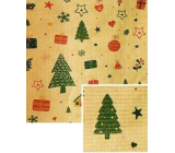 Nekupto Dárkový balicí papír vánoční 70 x 150 cm Béžový, červené ozdoby, srdce