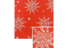 Nekupto Dárkový balicí papír vánoční 70 x 200 cm Červený, hvězdy z vloček
