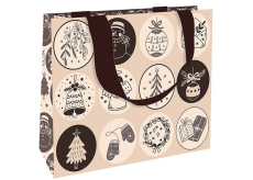 Nekupto Dárková papírová taška s ražbou 23 x 18 cm Vánoční symboly