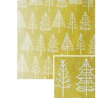 Nekupto Dárkový balicí papír vánoční 70 x 200 cm Zlatý, bílé stromečky
