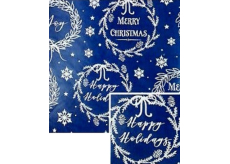 Nekupto Dárkový balicí papír vánoční 70 x 500 cm Tmavě modrý, nápis Merry & Bright