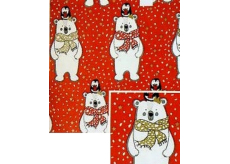 Nekupto Dárkový balicí papír vánoční 70 x 1000 cm Červený, lední medvěd, tučňák