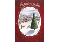 Albi Hrací přání do obálky vánoční Náměstí s velkým stromem 14,8 x 21 cm