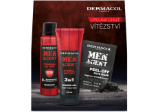 Dermacol Men Agent Eternal Victory 3v1 sprchový gel 250 ml + deodorant sprej 150 ml + slupovací pleťová maska 2 x 7,5 ml, kosmetická sada pro muže