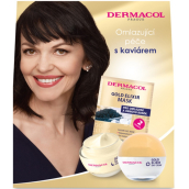 Dermacol Gold Elixír SPF10 omlazující kaviárový denní krém 50 ml + omlazující kaviárový noční krém 50 ml + omlazující maska s kaviárem 2 x 8 g, kosmetická sada pro ženy