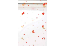 Ditipo Dárkový celofán vánoční 70 x 250 cm Červené ozdoby, stromečky, dárečky