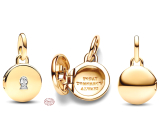 Charm Sterlingové stříbro 925 medailon zlatý Klíč, přívěsek na náramek láska