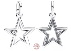 Charm Sterlingové stříbro 925 Třpytivá Hvězda - Mini medailon, přívěsek na náramek vesmír